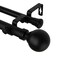 Rod Desyne Home Decorative Globe Double Curtain Rod 66-120 inch - Black